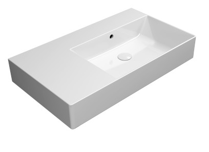 KUBE X keramické umyvadlo 80x47cm, s odkládací plochou vlevo, bez otvoru, bílá ExtraGlaze 9457011