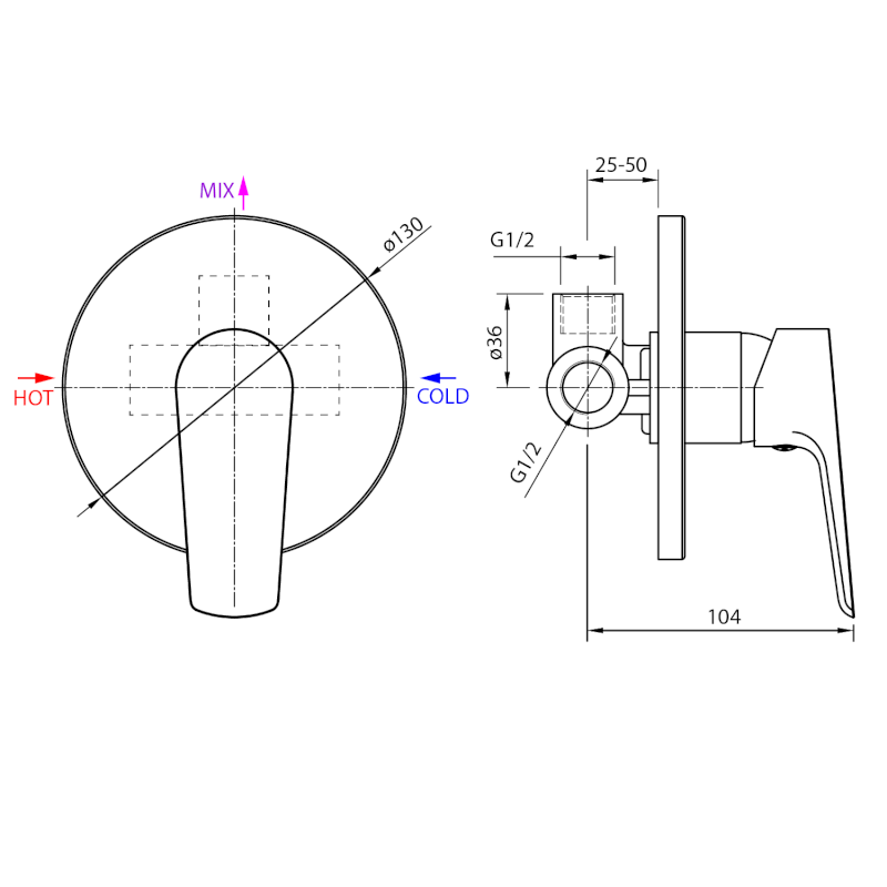 LOTTA podomítková sprchová baterie, 1 výstup, chrom LT741