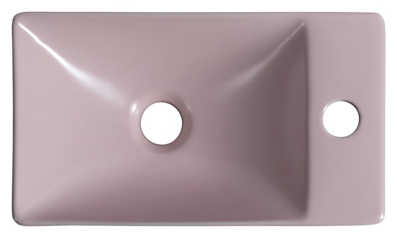 MARGITHA keramické umývátko 38x22cm, otvor pro baterii vpravo, růžová MGT38222