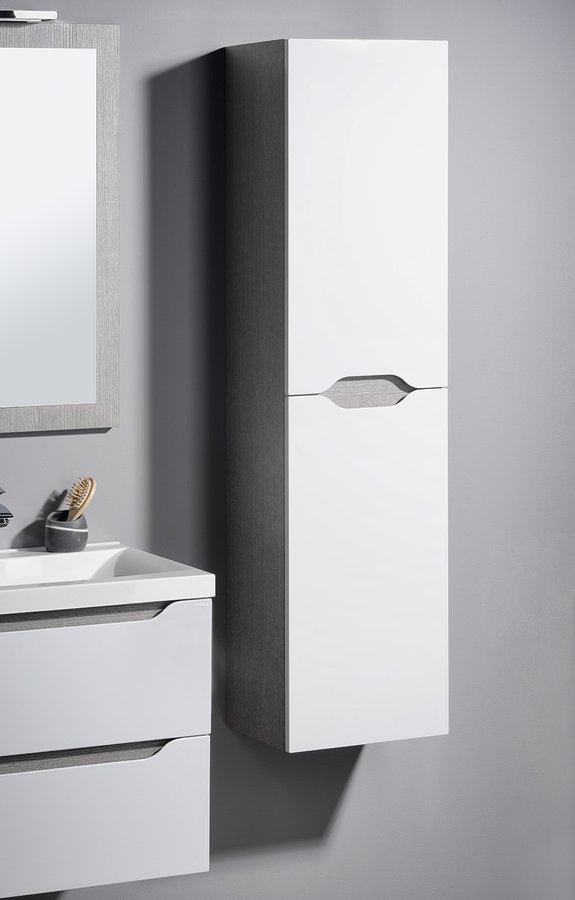 WAVE skříňka vysoká 35x140x30cm, levá/pravá, bílá/dub stříbrný WA245-3011