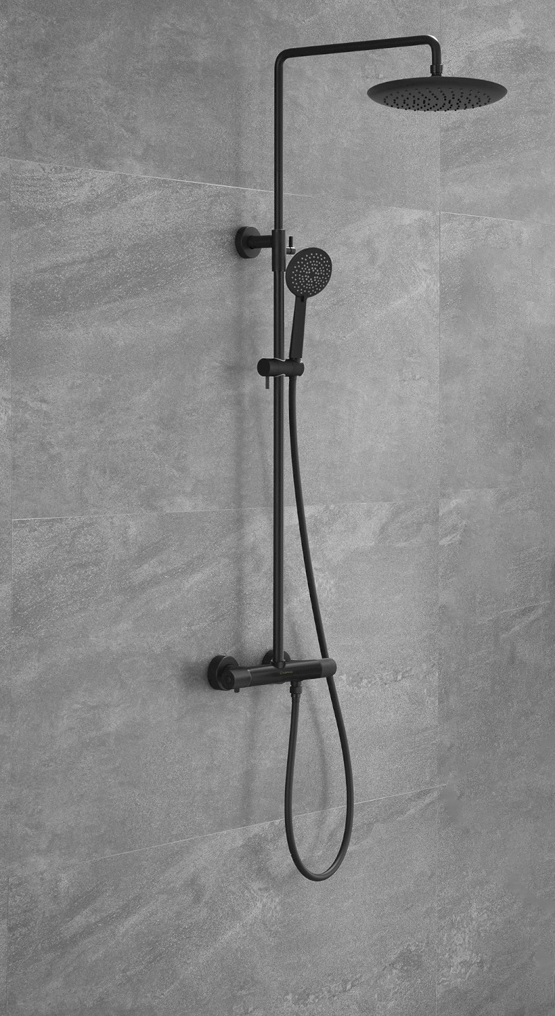 SOLARIS sprchový sloup s termostatickou baterií, černá mat WD139B