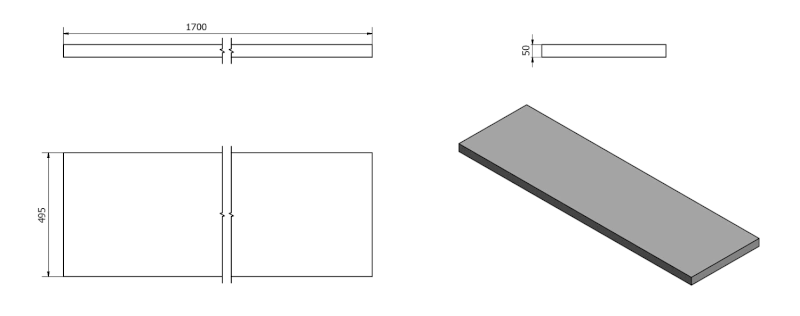 AVICE deska pod umyvadlo 170x50cm, tl.5cm, dub Rover AV174