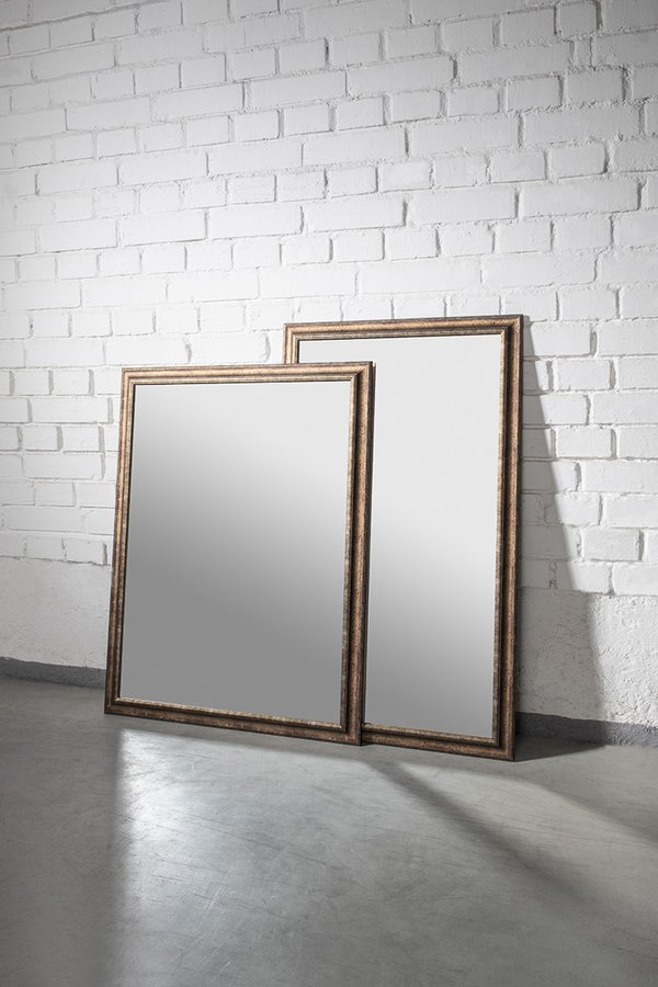 ROMINA zrcadlo v dřevěném rámu 68x88cm, bronzová patina NL397