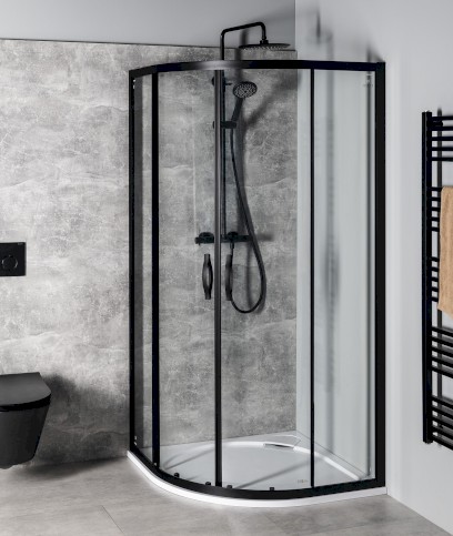 SIGMA SIMPLY BLACK čtvrtkruhová sprchová zástěna 800x800 mm, R550, čiré sklo GS5580B