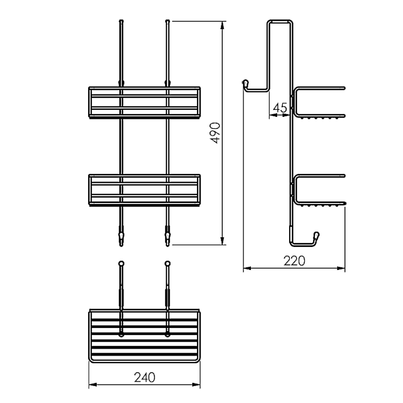 CHROM LINE police do sprchy závěsná, 240x490x220mm, chrom 2485