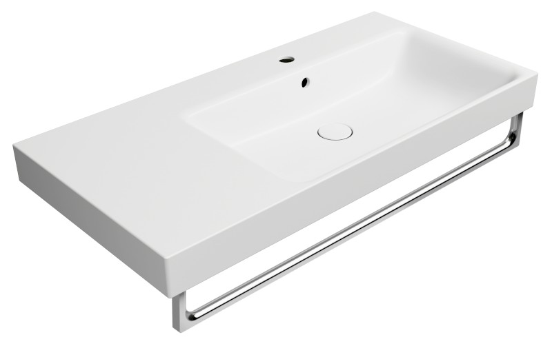 NUBES keramické umyvadlo 100x50cm, s odkládací plochou vlevo, bílá mat 9628109