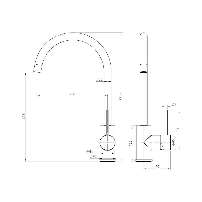 TRONA stojánková dřezová baterie, nikl JK649NK