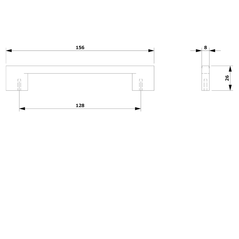 PILI kovová úchytka, 156/128mm, černá mat 10096
