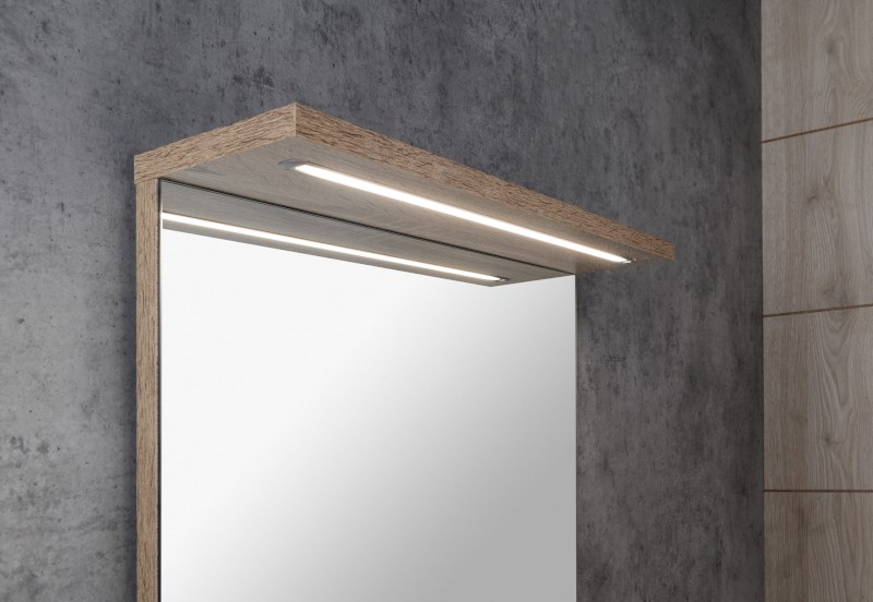 KORIN STRIP zrcadlo s LED osvětlením 50x70x12cm, dub platin KO995S