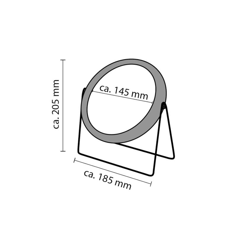 KARA kosmetické zrcátko na postavení, Ø 145mm, oboustranné, černá/bambus 03119510