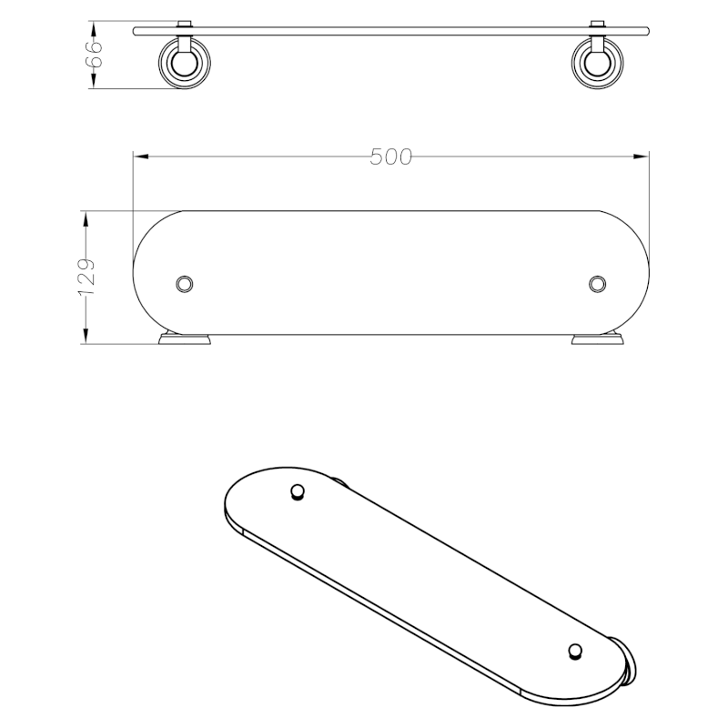 DIAMOND skleněná police, čiré sklo, bronz 1318-15