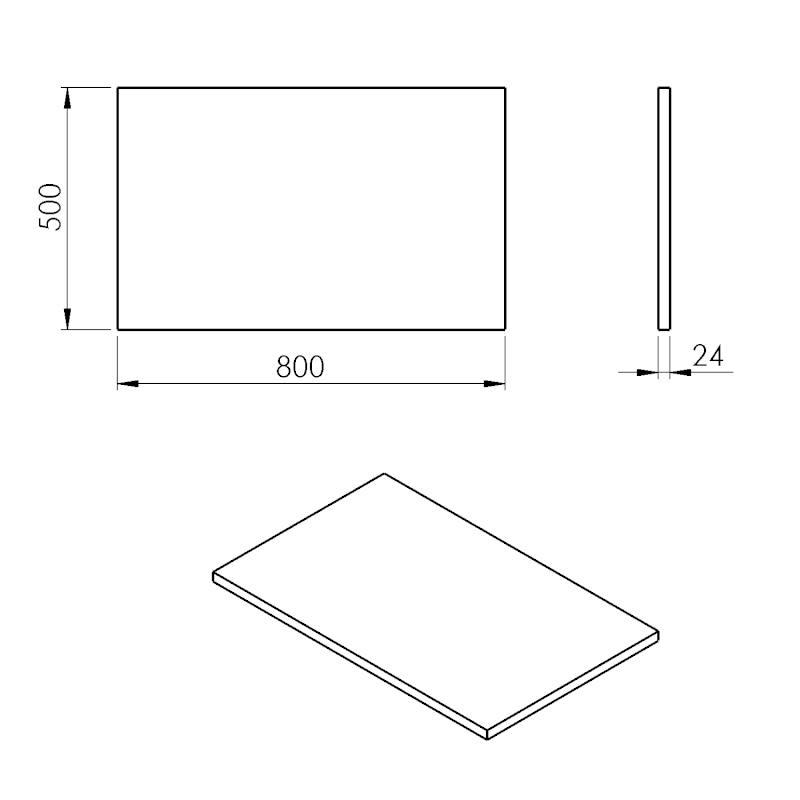 PLATO deska Rockstone 800x24x500mm, bílá mat PL080-0101