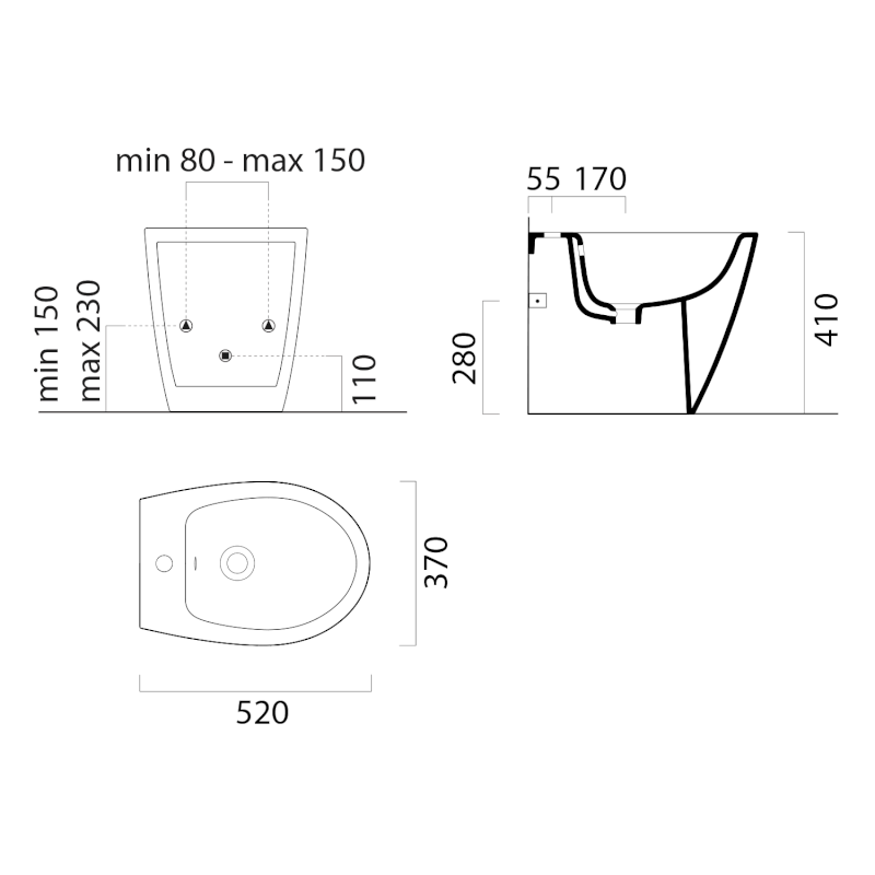 MODO bidet stojící 37x52cm, bílá mat 9862109
