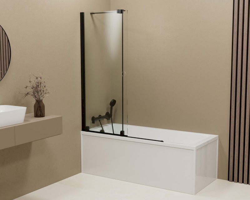 ROLLS BLACK vanová zástěna 1400x1500mm, čiré sklo BS-R140B