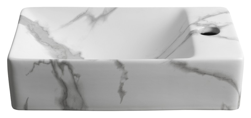 MARGITHA keramické umývátko 38x22cm, otvor pro baterii vpravo, carrara MGT38217