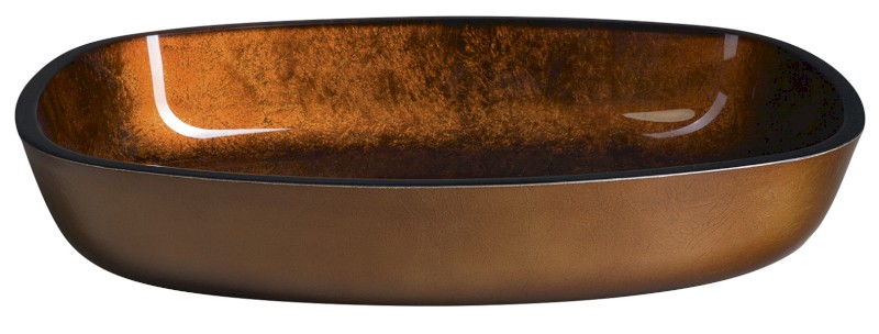 KVAORE skleněné umyvadlo na desku, 54x39,5cm, měď TY223