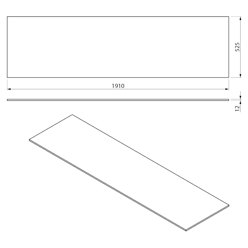 LOREA deska Rockstone 191x1,2x52,5cm, bílá mat LE190-0101
