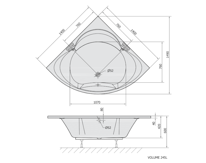 ALEXANDRA rohová vana 140x140x42cm, bílá 95111
