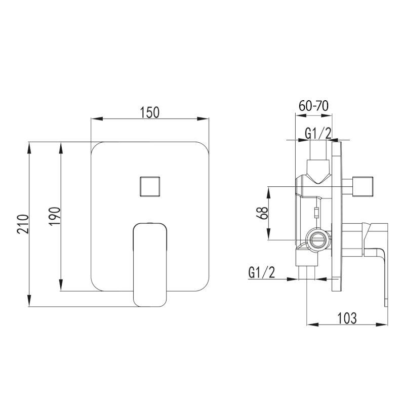 FACTOR podomítková sprchová baterie, 2 výstupy, chrom FC642