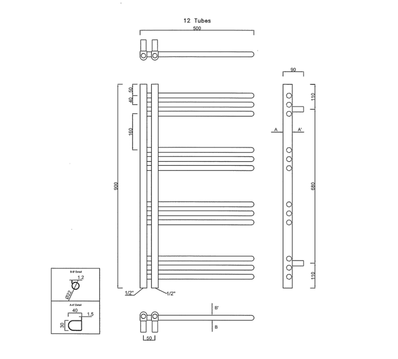 DORLION otopné těleso 500x900mm, černá mat 1130-20