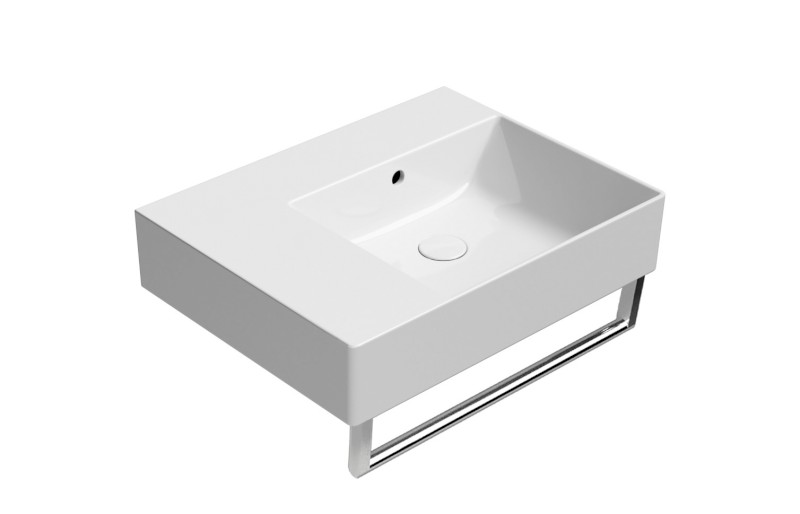KUBE X keramické umyvadlo 60x47cm, s odkládací plochou vlevo, bez otvoru, bílá ExtraGlaze 9439011