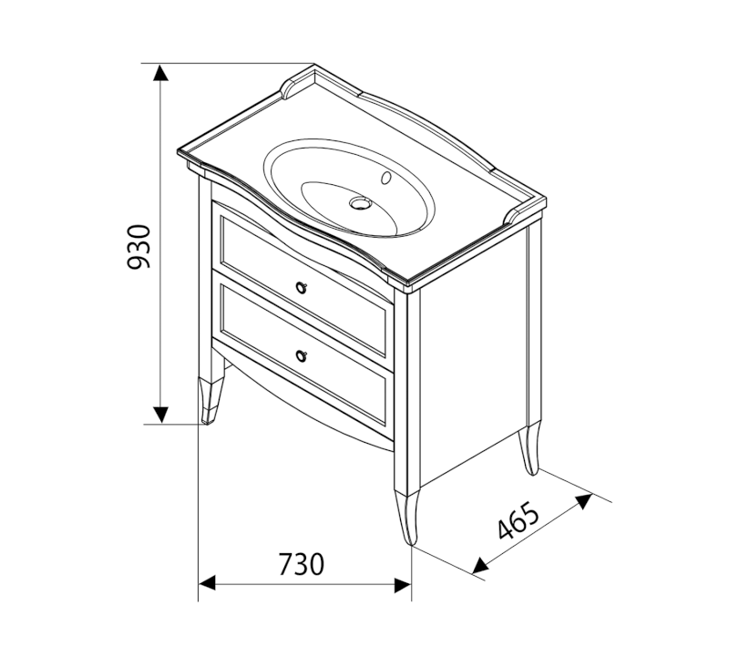 RETRO umyvadlová skříňka 73x80x46,5cm, buk 1654