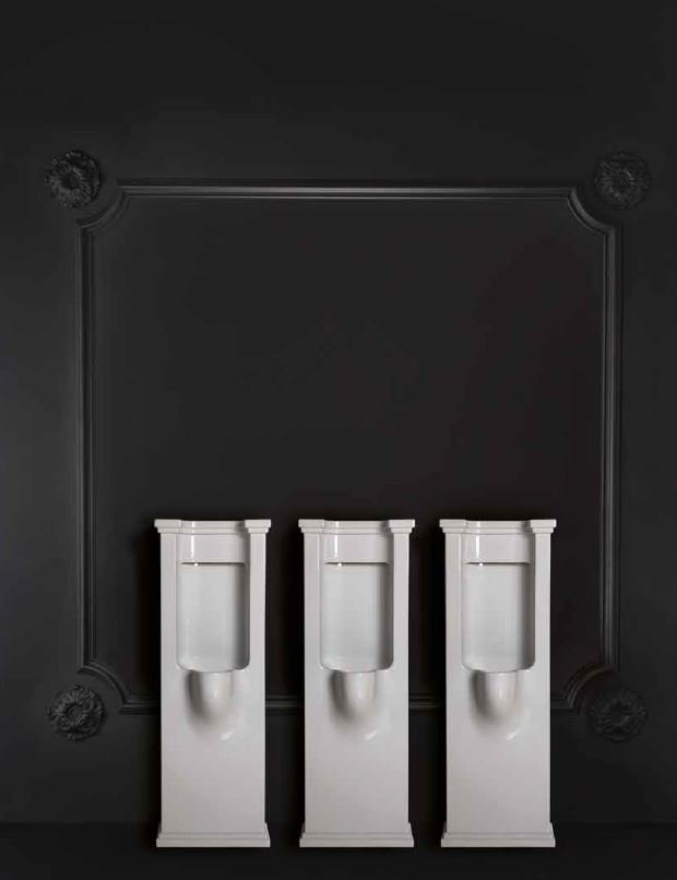 WALDORF urinál na postavení se zakrytým přívodem vody 44x124,5 cm, včetně sifonu, bílá 413101