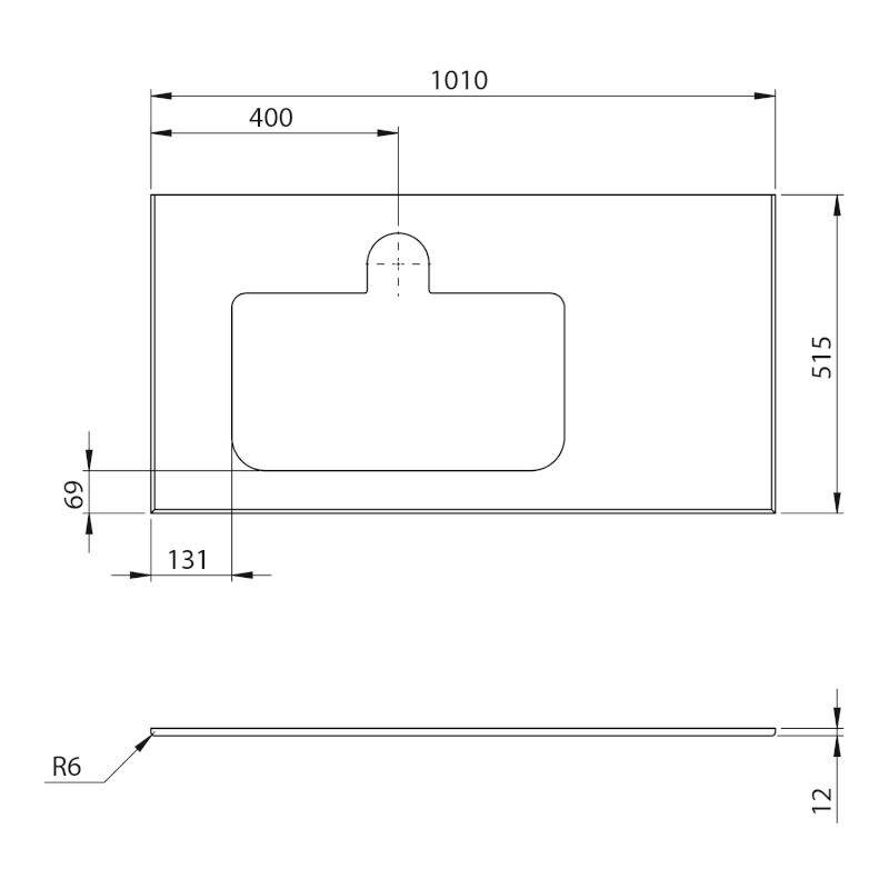 BRAHEA deska rockstone s otvorem 101x51,5cm (80+20cm), levá, bílá mat BL101-0101-L-80