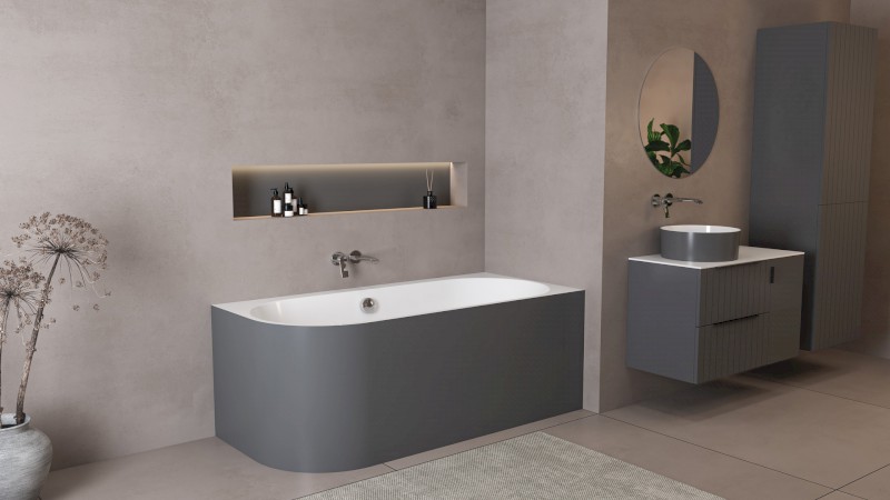 ASTRA R MONOLITH asymetrická vana 160x75x60cm, bílá/carina 34611M.41