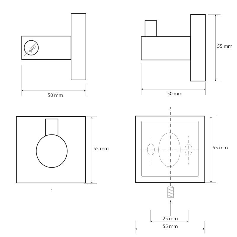 X-SQUARE háček, chrom XQ203