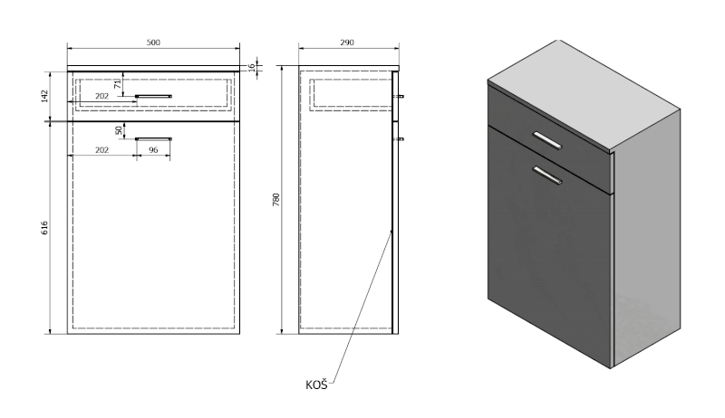 ZOJA/KERAMIA FRESH skříňka spodní s košem 50x78x29cm, bílá 51310