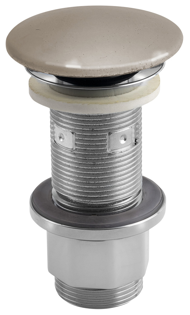 Umyvadlová výpust 5/4“, click-clack, betonová zátka, 10-80mm, písková pololesk AS914