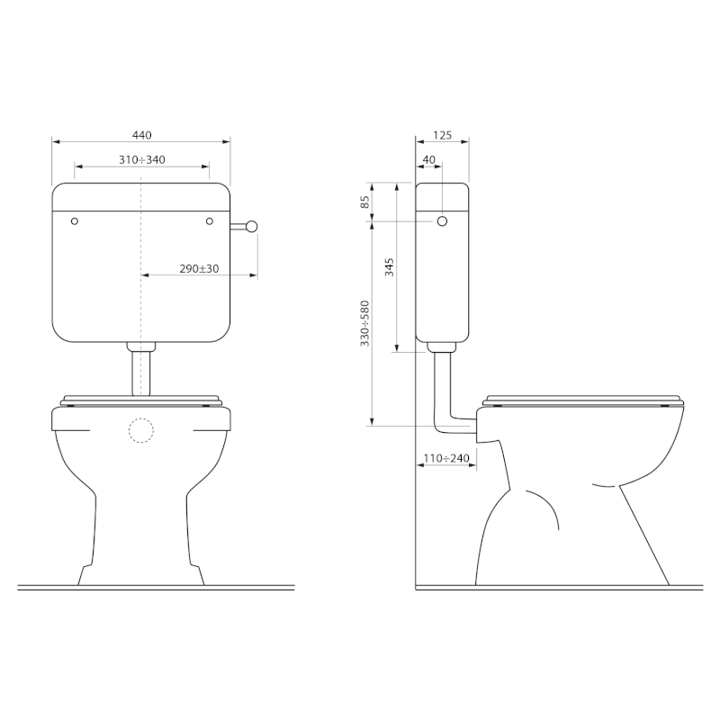WC plastová nádržka s DUAL tlačítkem, 4-8 L, bílá WM108