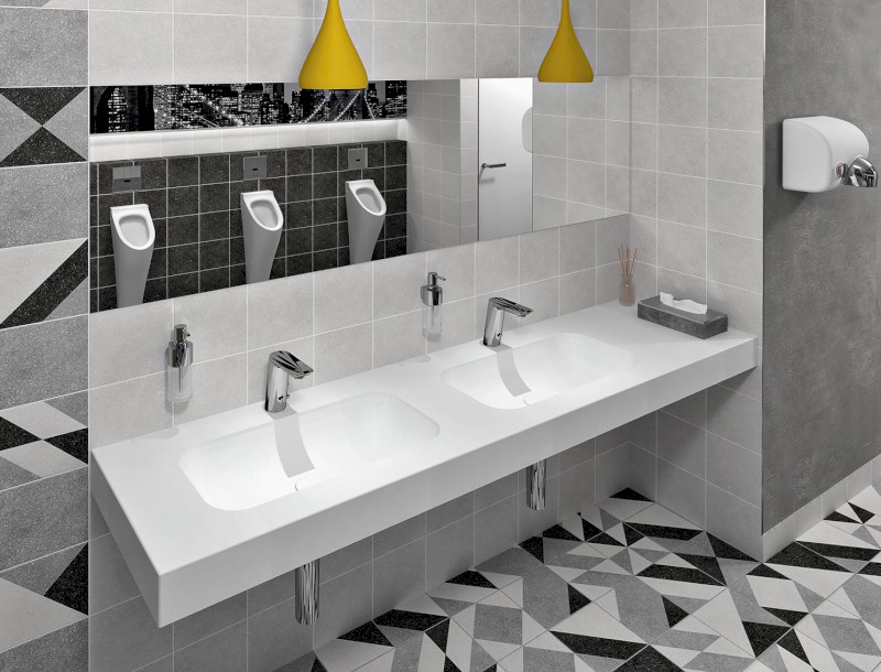 EMICO dvojumyvadlo, Rockstone, 220x50cm, límec L, levé, bílá mat EM220-B2L-L