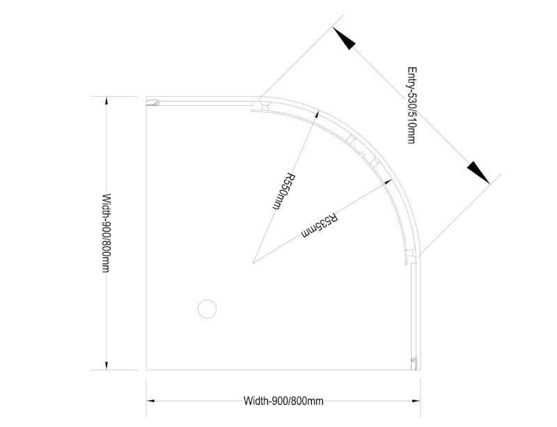 ARLETA čtvrtkruhová sprchová zástěna 800x800mm, čiré sklo HLS800Y