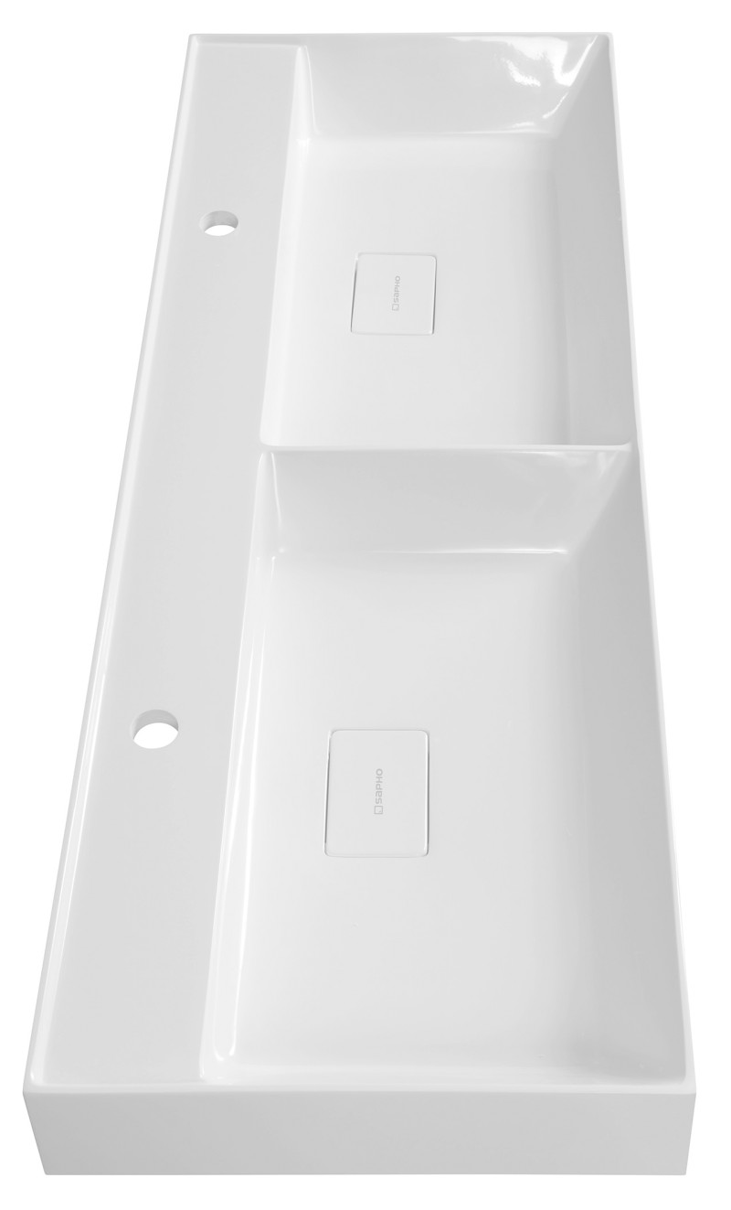 GODIVA dvojumyvadlo, litý mramor, 119x44cm, bílá GU119