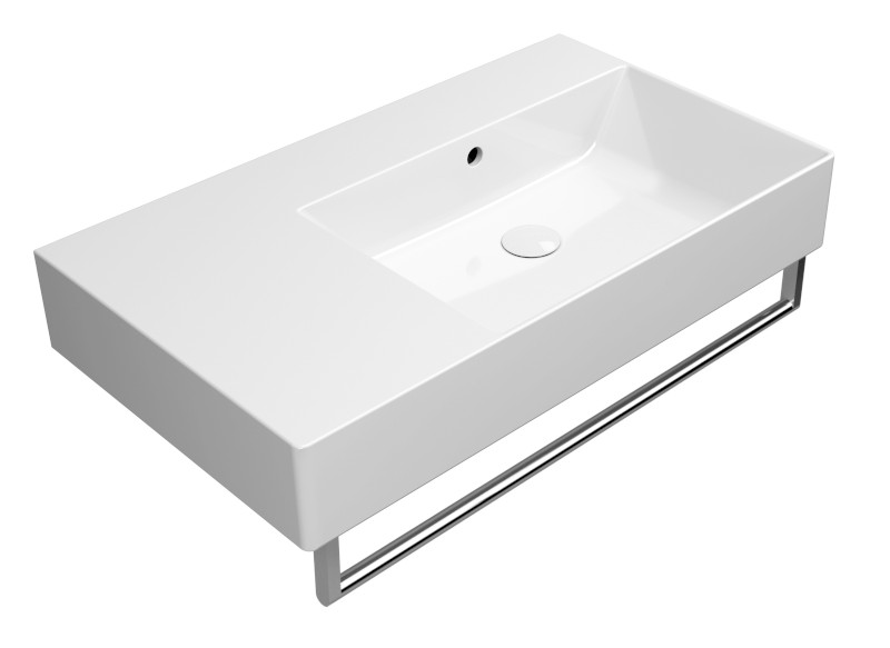 KUBE X keramické umyvadlo 80x47cm, s odkládací plochou vlevo, bez otvoru, bílá ExtraGlaze 9457011