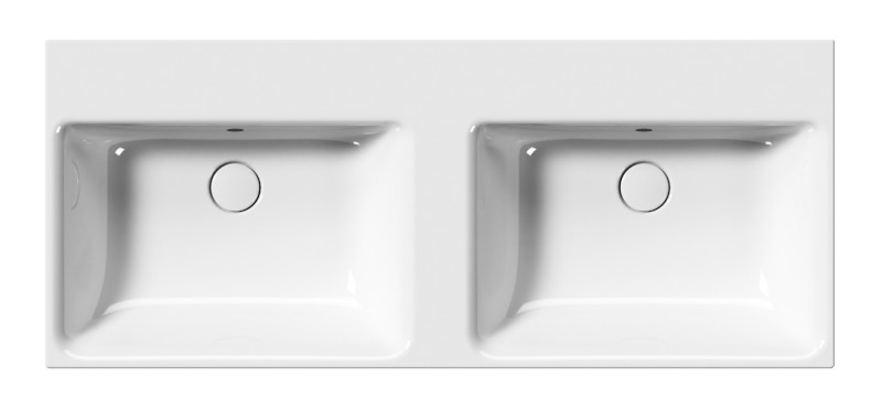 NUBES keramické dvojumyvadlo 120x50cm, bez otvoru, bílá ExtraGlaze 9625011
