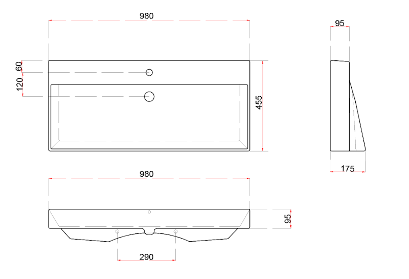 KARE 100 keramické umyvadlo nábytkové 98x46cm, bílá 17100