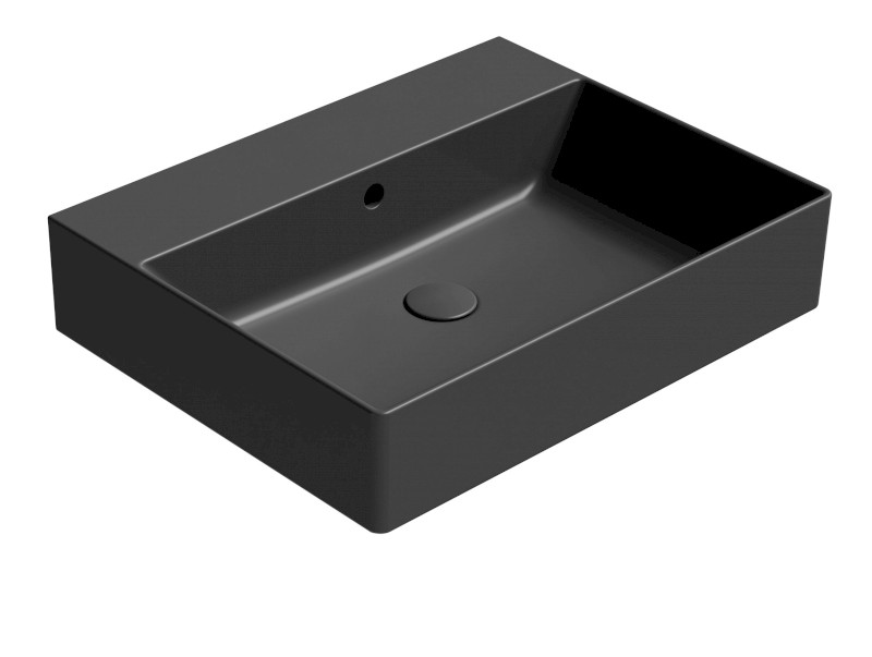 KUBE X keramické umyvadlo 60x47cm, bez otvoru, černá mat 9431026