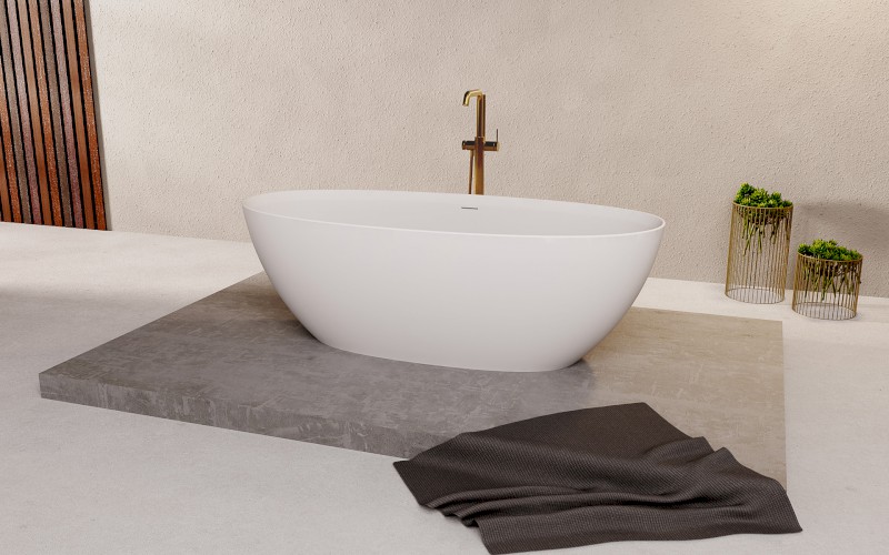 NOYA volně stojící vana, solid surface, 170x76x56cm, bílá mat 92330