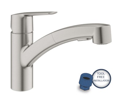 QuickFix Start Dřezová baterie s výsuvnou sprškou, supersteel GROHE 30531DC1