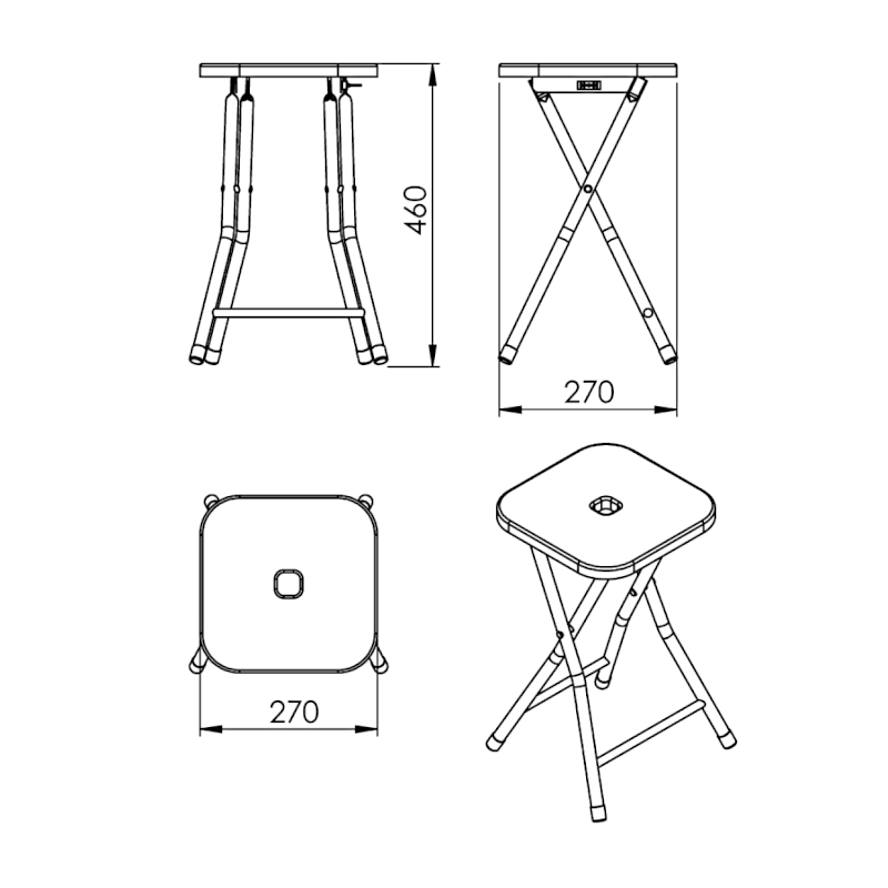 KENTA koupelnová stolička,  27x27cm, černá/bambus CO77