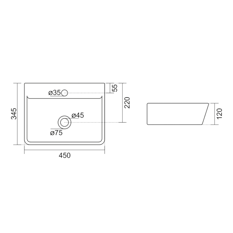 REEMA keramické umyvadlo 45x35cm, bílá NP440