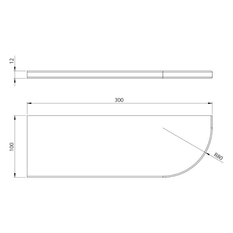 ABELINE rohová police rockstone 300x100mm, excentrická, bílá mat AE300-0101