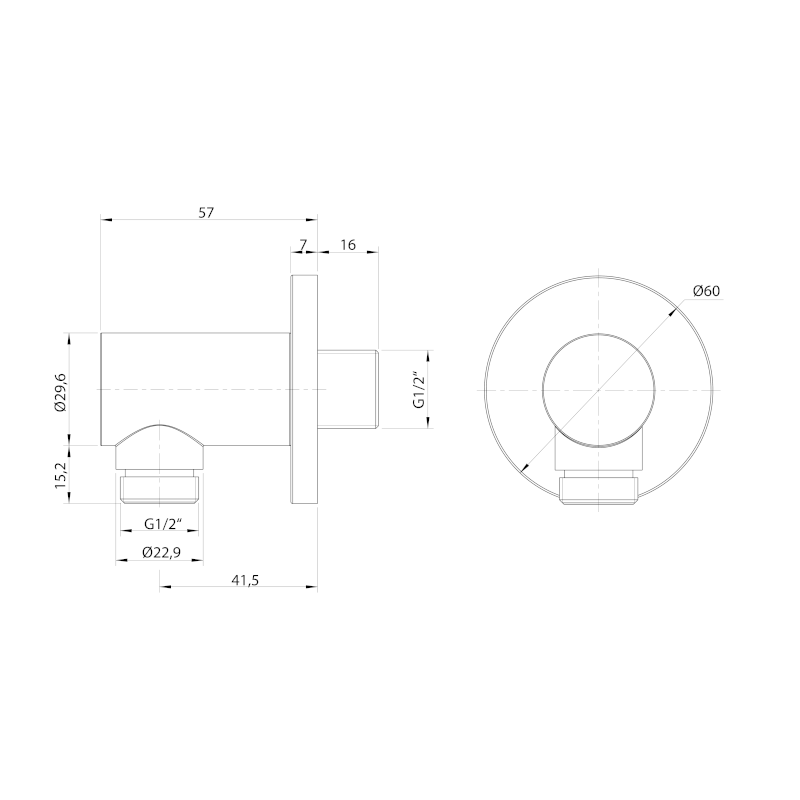 Vývod sprchy, kulatý, černá mat 1205-01B