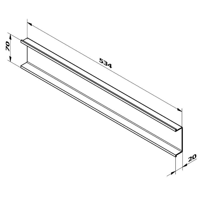 CHANEL dekorační lišta mezi zásuvky 534x70x20 mm, zlato mat DT602