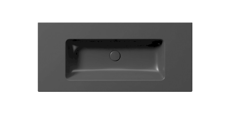 PURA keramické umyvadlo Slim 102x46cm, bez otvoru, černá mat 8886026