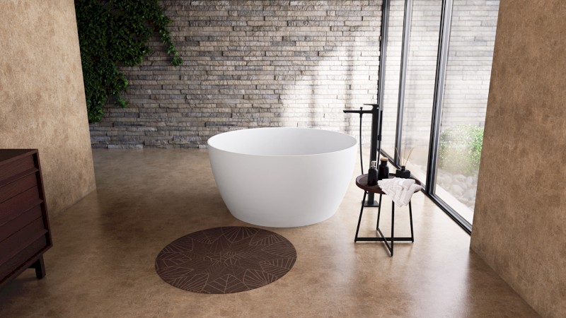 AVELOR volně stojící vana litý mramor ø115x55cm, bílá mat 93878