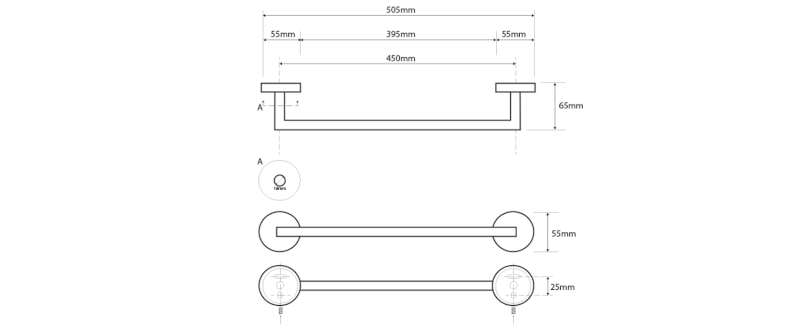 X-STEEL držák ručníků 450mm, nerez mat XS401